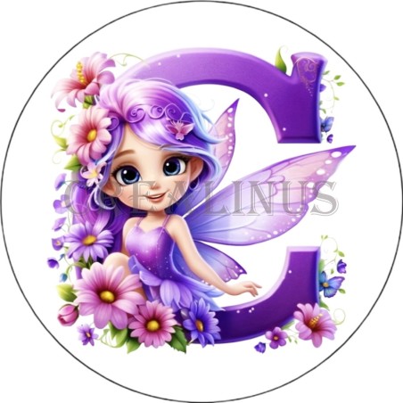 Badge Miroir Cosmétique de 75 m/m avec Motif floral de lettres de A à Z.