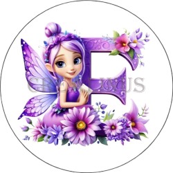 Badge Miroir Cosmétique de 75 m/m avec Motif floral de lettres de A à Z.