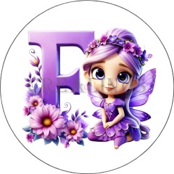 Badge Miroir Cosmétique de 75 m/m avec Motif floral de lettres de A à Z.