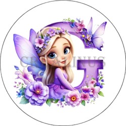 Badge Miroir Cosmétique de 75 m/m avec Motif floral de lettres de A à Z.
