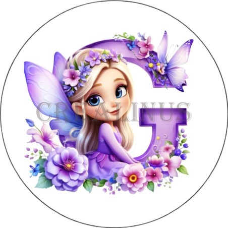 Badge Miroir Cosmétique de 75 m/m avec Motif floral de lettres de A à Z.