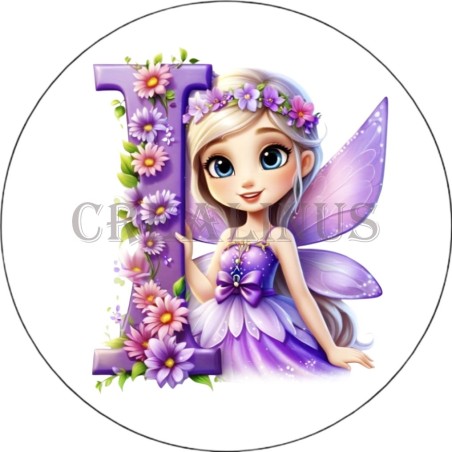 Badge Miroir Cosmétique de 75 m/m avec Motif floral de lettres de A à Z.
