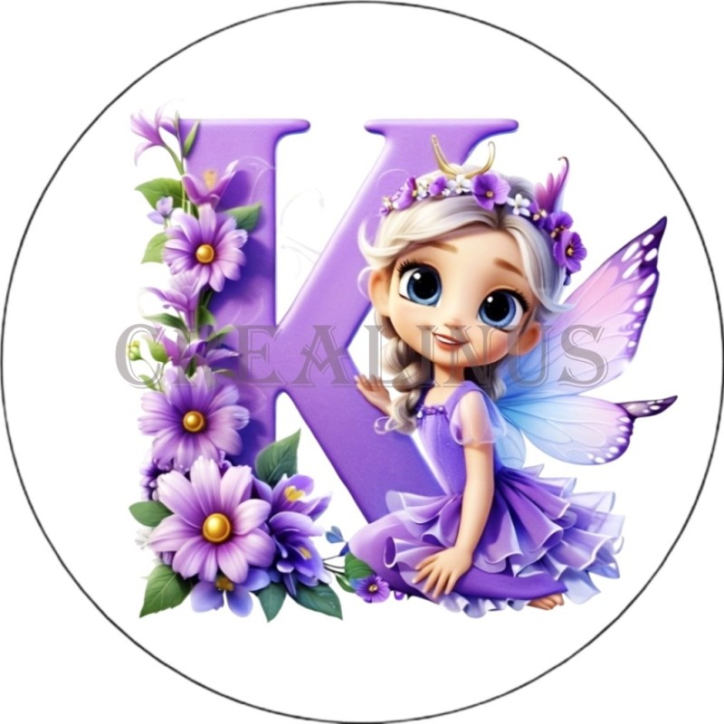 Badge Miroir Cosmétique de 75 m/m avec Motif floral de lettres de A à Z.