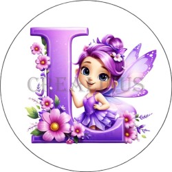 Badge Miroir Cosmétique de 75 m/m avec Motif floral de lettres de A à Z.