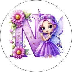 Badge Miroir Cosmétique de 75 m/m avec Motif floral de lettres de A à Z.
