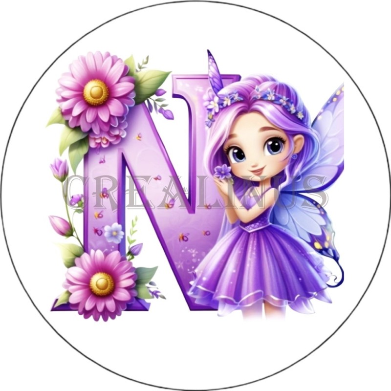Badge Miroir Cosmétique de 75 m/m avec Motif floral de lettres de A à Z.