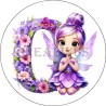 Badge Miroir Cosmétique de 75 m/m avec Motif floral de lettres de A à Z.