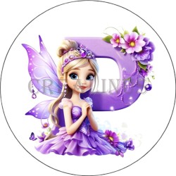 Badge Miroir Cosmétique de 75 m/m avec Motif floral de lettres de A à Z.