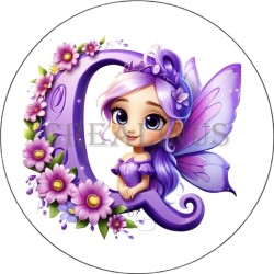 Badge Miroir Cosmétique de 75 m/m avec Motif floral de lettres de A à Z.