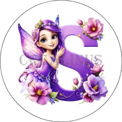 Badge Miroir Cosmétique de 75 m/m avec Motif floral de lettres de A à Z.