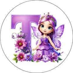 Badge Miroir Cosmétique de 75 m/m avec Motif floral de lettres de A à Z.
