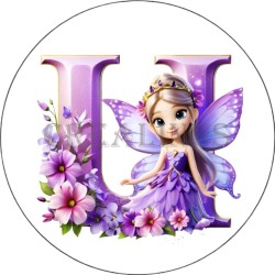 Badge Miroir Cosmétique de 75 m/m avec Motif floral de lettres de A à Z.