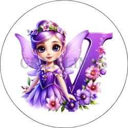 Badge Miroir Cosmétique de 75 m/m avec Motif floral de lettres de A à Z.