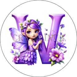 Badge Miroir Cosmétique de 75 m/m avec Motif floral de lettres de A à Z.