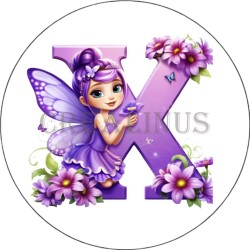 Badge Miroir Cosmétique de 75 m/m avec Motif floral de lettres de A à Z.