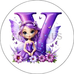 Badge Miroir Cosmétique de 75 m/m avec Motif floral de lettres de A à Z.