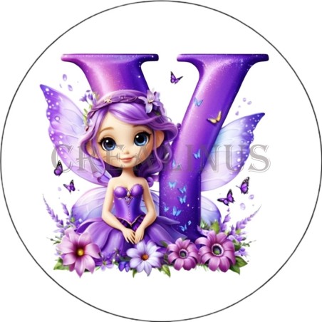 Badge Miroir Cosmétique de 75 m/m avec Motif floral de lettres de A à Z.