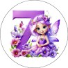 Badge Miroir Cosmétique de 75 m/m avec Motif floral de lettres de A à Z.