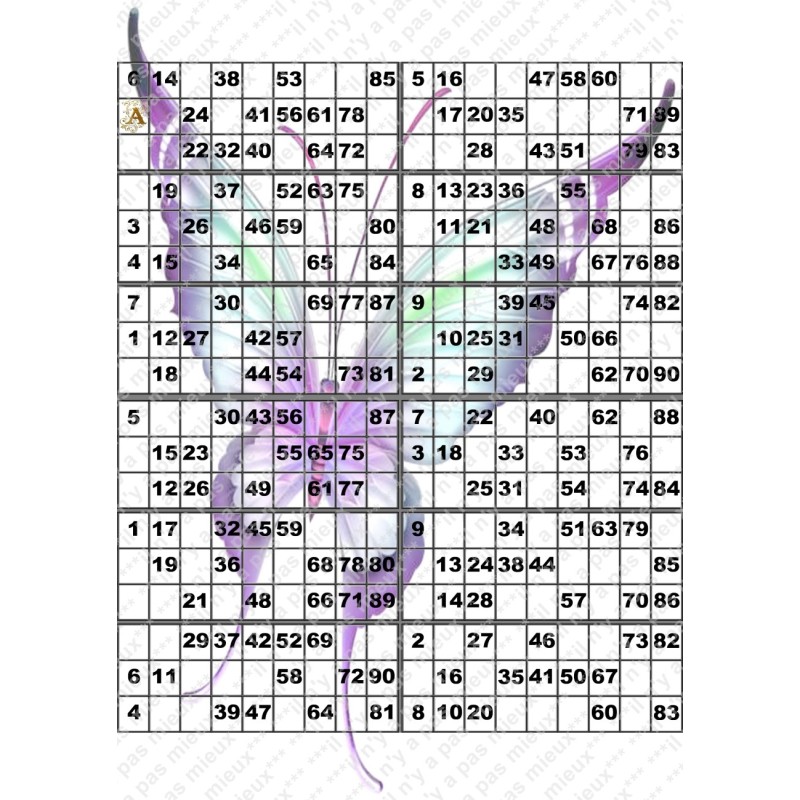 Plaque de 12 cartons de loto plastifié pliable neuf (A3).