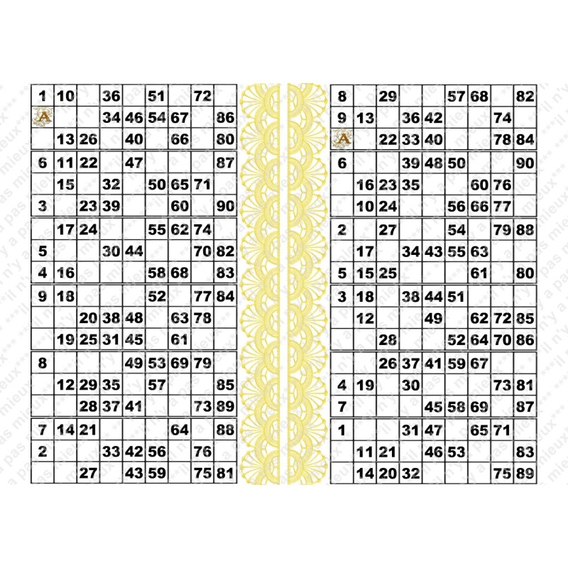 Plaque de 12 cartons de loto plastifié pliable neuf (A3).