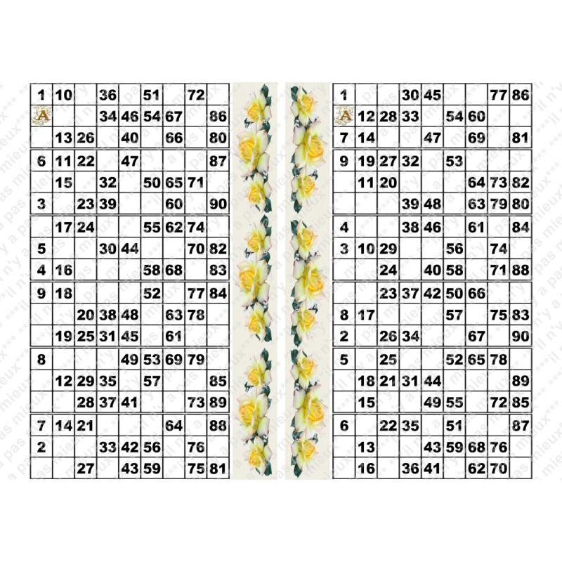 Plaque de 12 cartons de loto plastifié pliable neuf (A3).