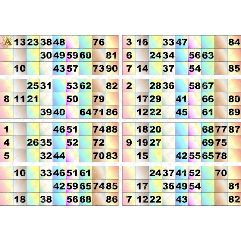 Plaque de 8 cartons de loto plastifié pliable neuf (A3)idéal pour les malvoyants.