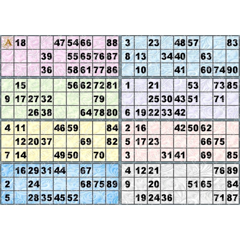 Plaque de 8 cartons de loto plastifié pliable neuf (A3)idéal pour les malvoyants.