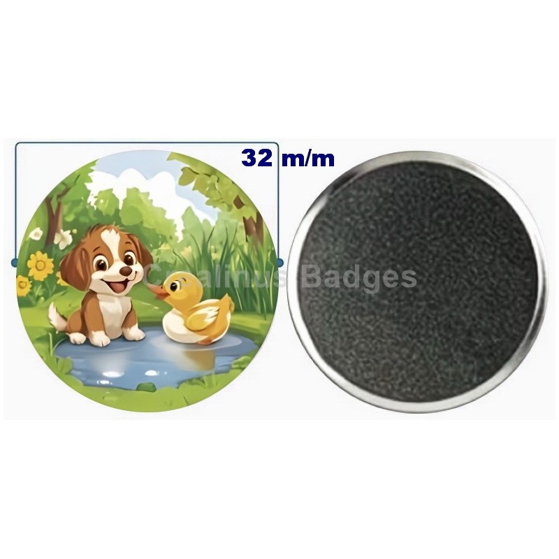 Badge aimant de réfrigérateur en métal 32 m/m avec Motif  (livraison offerte)