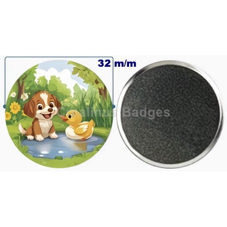 Badge aimant de réfrigérateur en métal 32 m/m avec Motif  (livraison offerte)