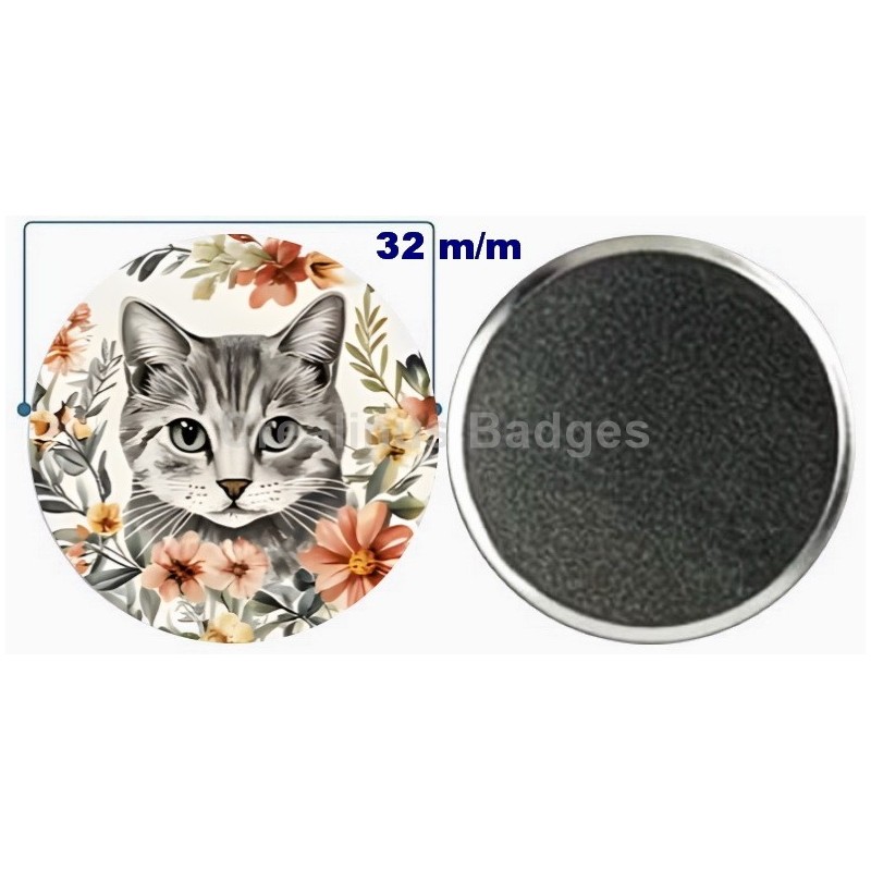 Badge aimant de réfrigérateur en métal 32 m/m avec Motif  (livraison offerte)