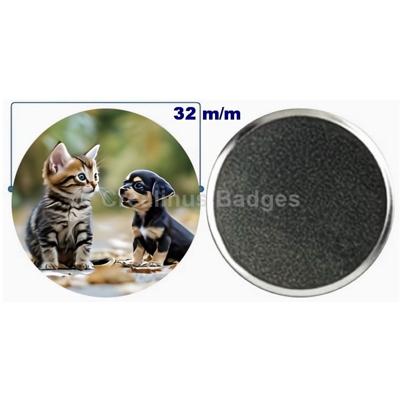 Badge aimant de réfrigérateur en métal 32 m/m avec Motif  (livraison offerte)