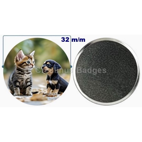 Badge aimant de réfrigérateur en métal 32 m/m avec Motif  (livraison offerte)