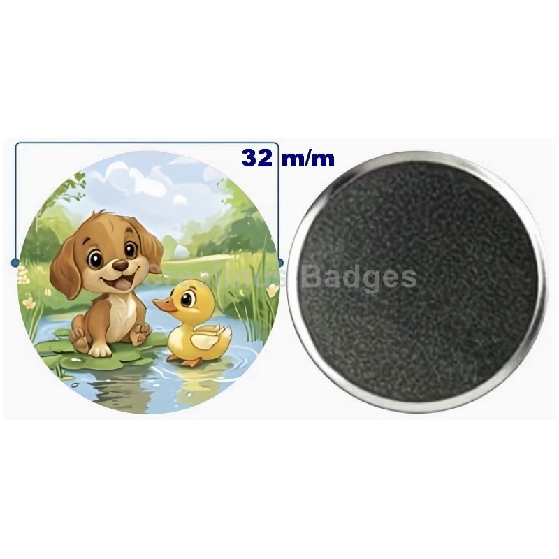 Badge aimant de réfrigérateur en métal 32 m/m avec Motif  (livraison offerte)