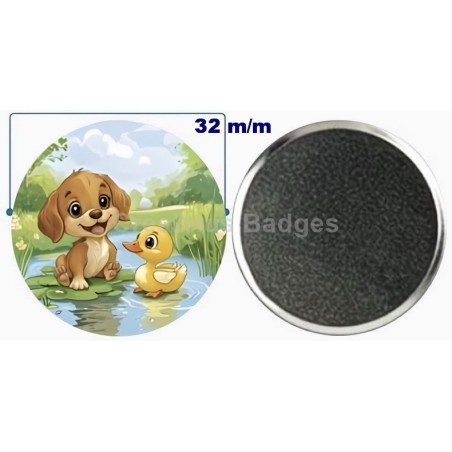 Badge aimant de réfrigérateur en métal 32 m/m avec Motif  (livraison offerte)