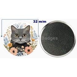 Badge aimant de réfrigérateur en métal 32 m/m avec Motif  (livraison offerte)