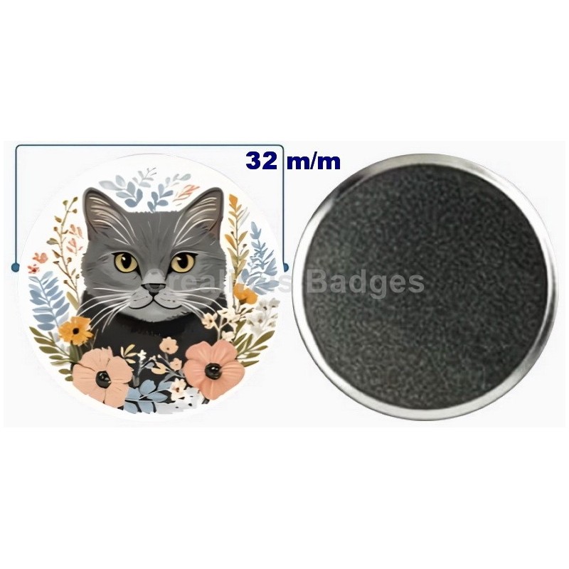 Badge aimant de réfrigérateur en métal 32 m/m avec Motif  (livraison offerte)