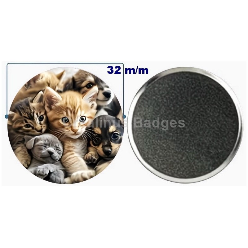 Badge aimant de réfrigérateur en métal 32 m/m avec Motif  (livraison offerte)