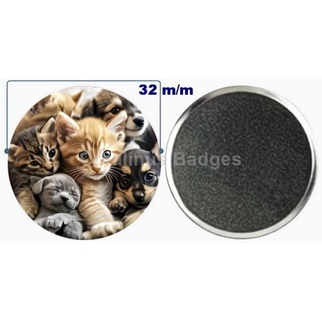 Badge aimant de réfrigérateur en métal 32 m/m avec Motif  (livraison offerte)