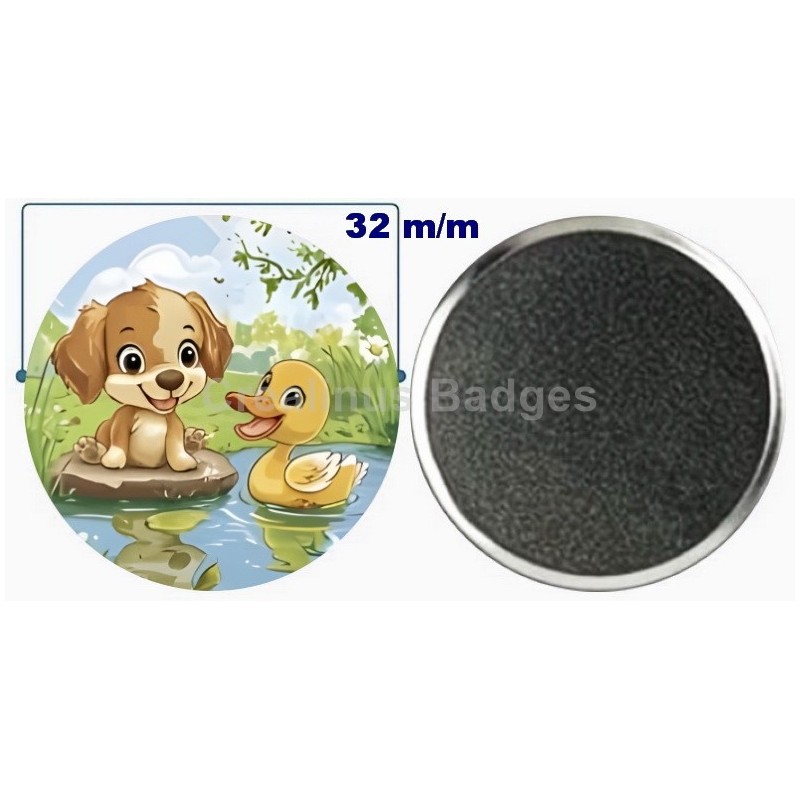 Badge aimant de réfrigérateur en métal 32 m/m avec Motif  (livraison offerte)