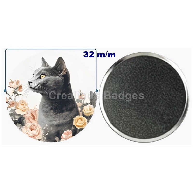 Badge aimant de réfrigérateur en métal 32 m/m avec Motif  (livraison offerte)