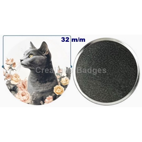 Badge aimant de réfrigérateur en métal 32 m/m avec Motif  (livraison offerte)