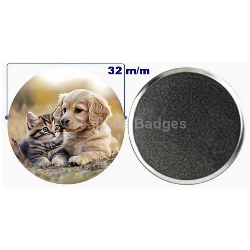 Badge aimant de réfrigérateur en métal 32 m/m avec Motif  (livraison offerte)