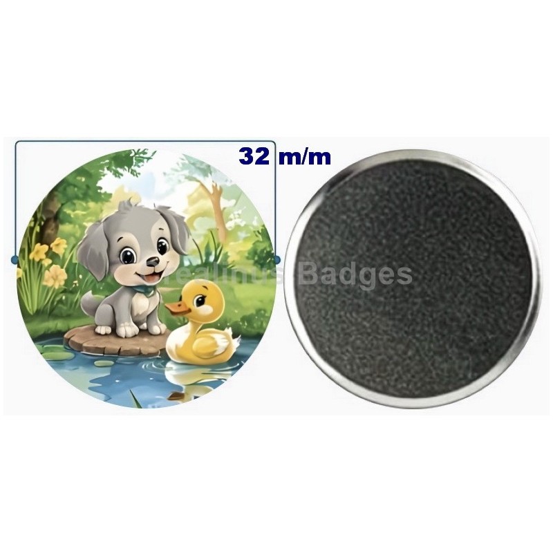 Badge aimant de réfrigérateur en métal 32 m/m avec Motif  (livraison offerte)