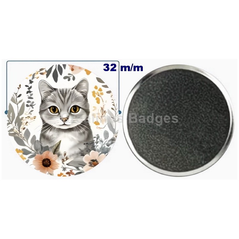 Badge aimant de réfrigérateur en métal 32 m/m avec Motif  (livraison offerte)