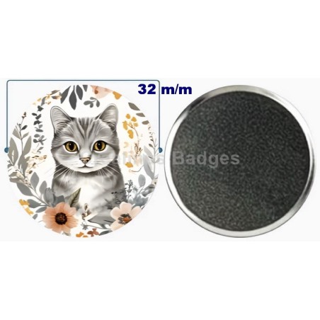 Badge aimant de réfrigérateur en métal 32 m/m avec Motif  (livraison offerte)