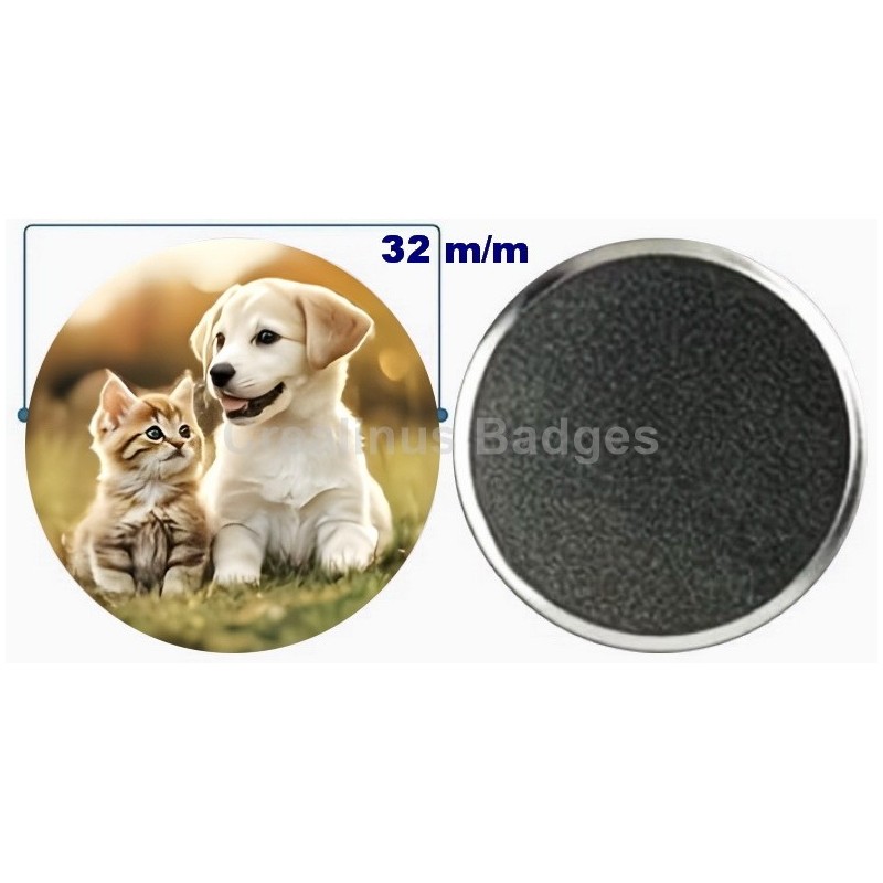 Badge aimant de réfrigérateur en métal 32 m/m avec Motif  (livraison offerte)