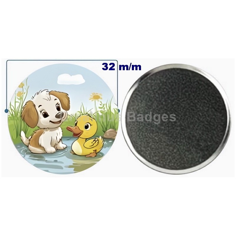 Badge aimant de réfrigérateur en métal 32 m/m avec Motif  (livraison offerte)