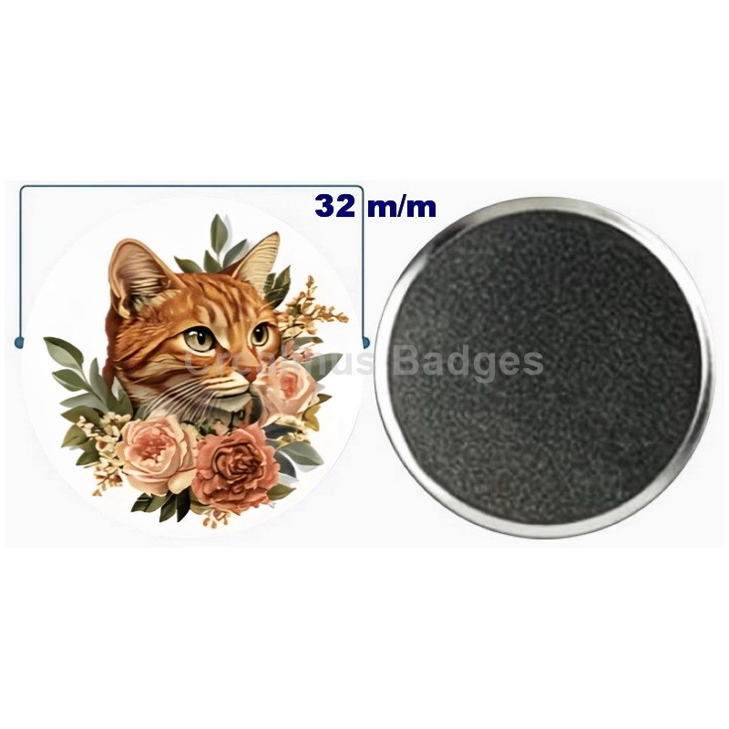 Badge aimant de réfrigérateur en métal 32 m/m avec Motif  (livraison offerte)