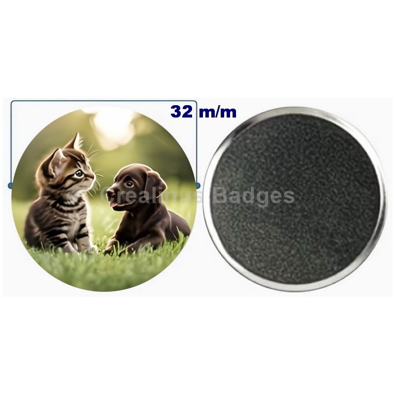 Badge aimant de réfrigérateur en métal 32 m/m avec Motif  (livraison offerte)