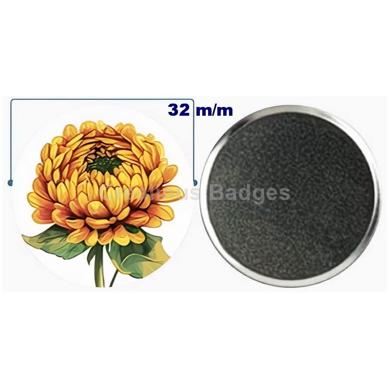 Badge aimant de réfrigérateur en métal 32 m/m avec Motif  (livraison offerte)